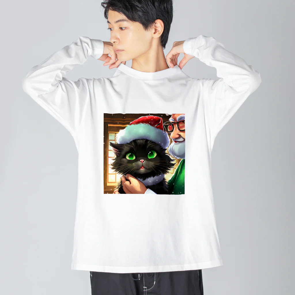 yoiyononakaのサンタクロースと黒猫02 Big Long Sleeve T-Shirt