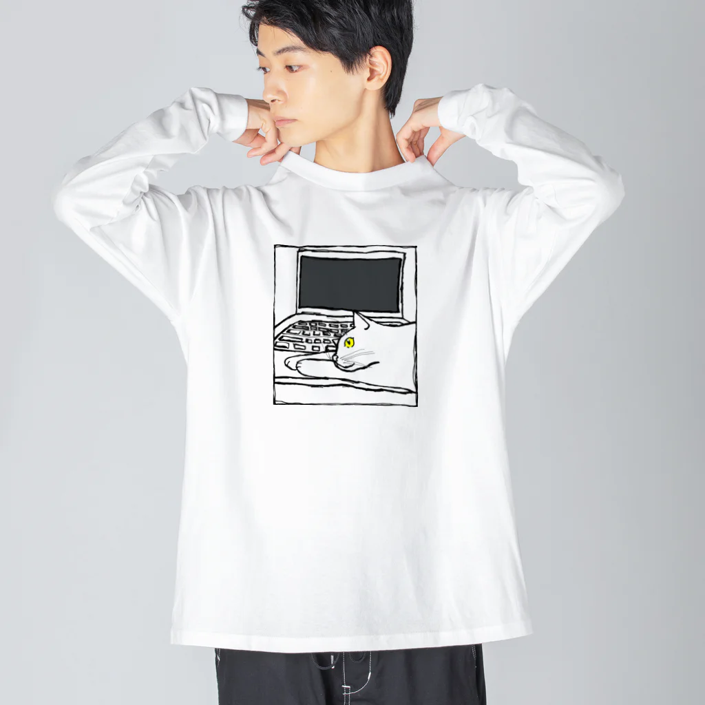 9livesworkの猫の手貸します。（黄色目） Big Long Sleeve T-Shirt