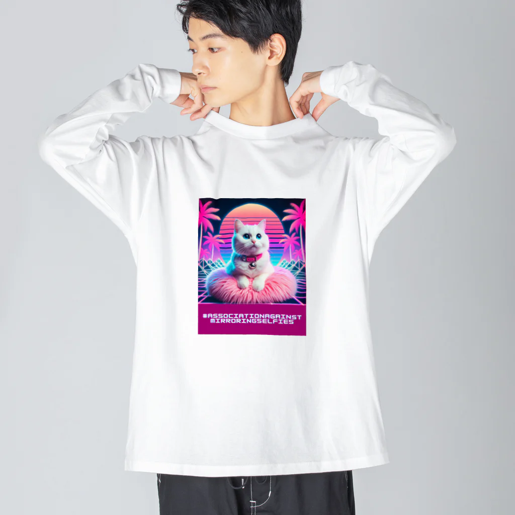 Association Against Mirroring SelfiesのSynthwave_cats Big Long Sleeve T-Shirt