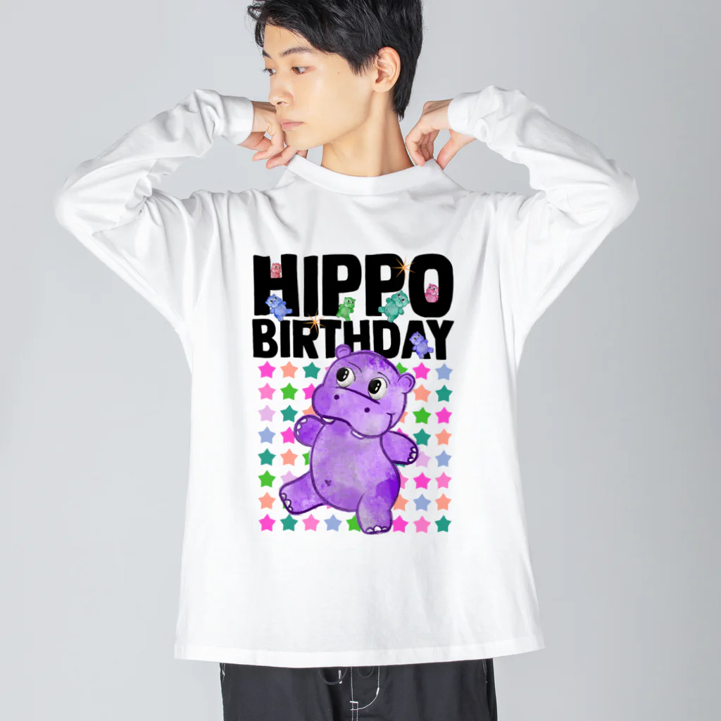 Hey! Kids KidsのHappy Birthday Hippo Birthday  ビッグシルエットロングスリーブTシャツ