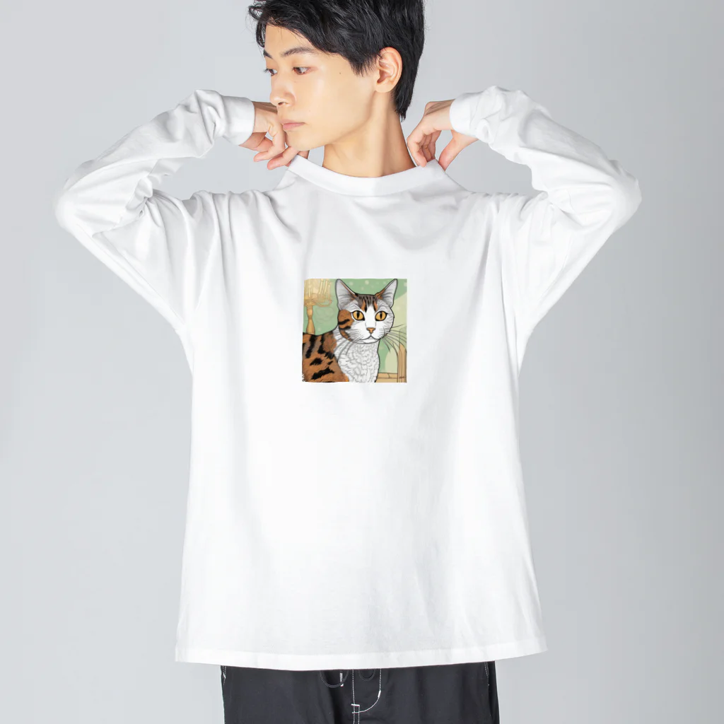 iyashi₋creatersのじっと見つめる猫 ビッグシルエットロングスリーブTシャツ