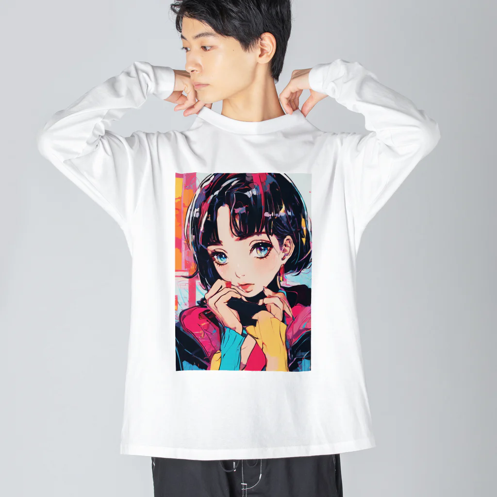 80s pop anime artのキュートな9 0 sアニメスタイル ビッグシルエットロングスリーブTシャツ