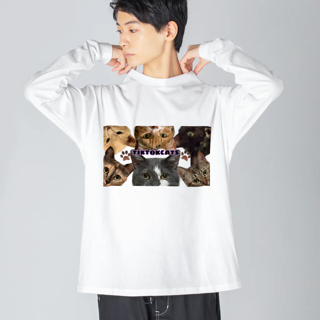 くぅTikTok猫部のTikTok猫部チラ見ビッグシルエットロンＴ Big Long Sleeve T-Shirt