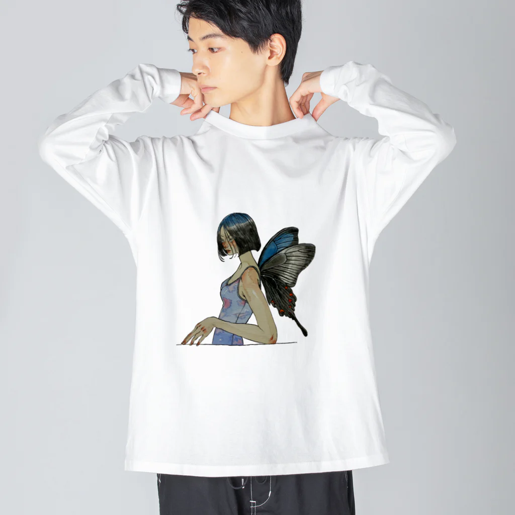 KushaMiのカラスアゲハ ビッグシルエットロングスリーブTシャツ