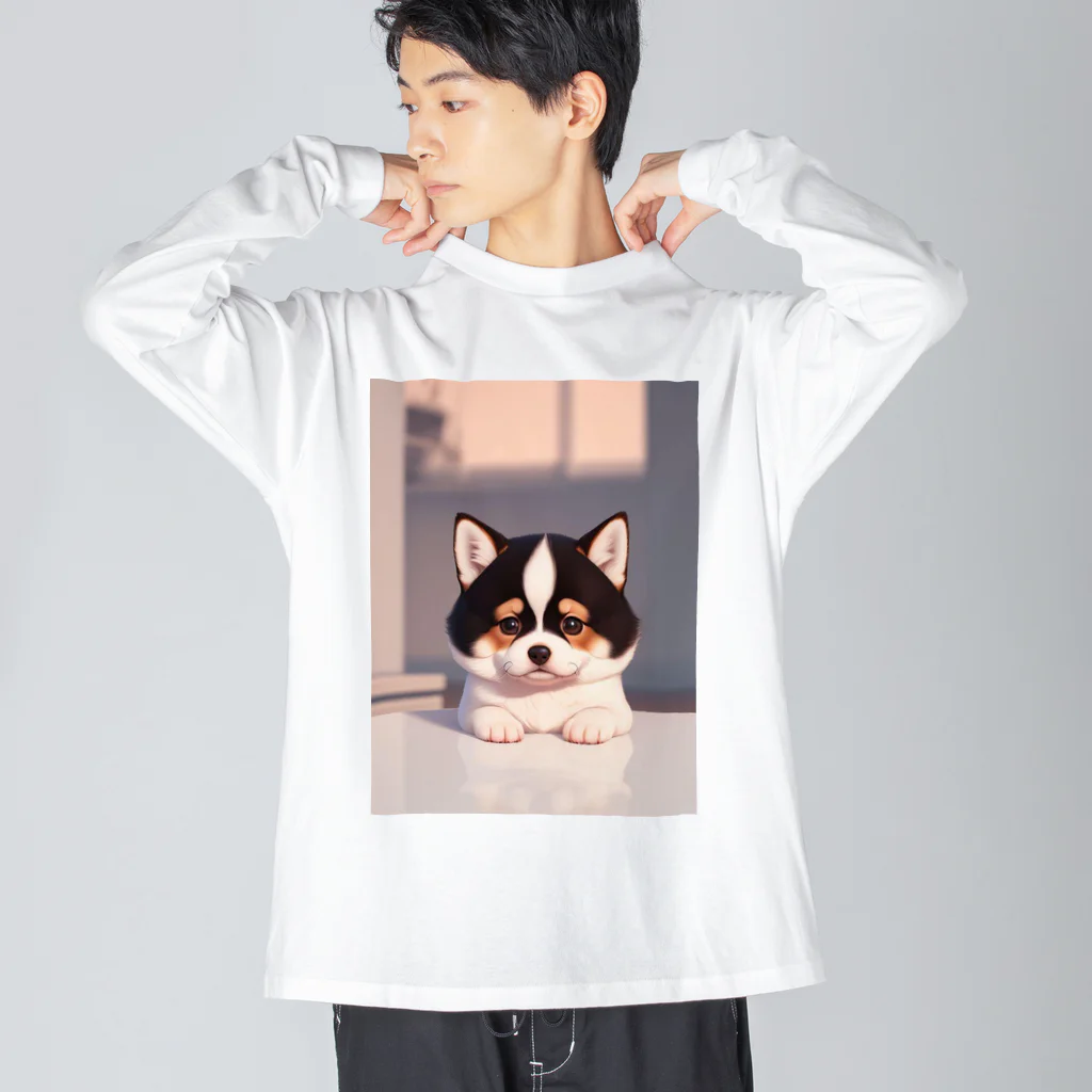 かわいい女の子とシュールな絵の子猫なしばちゃん Big Long Sleeve T-Shirt