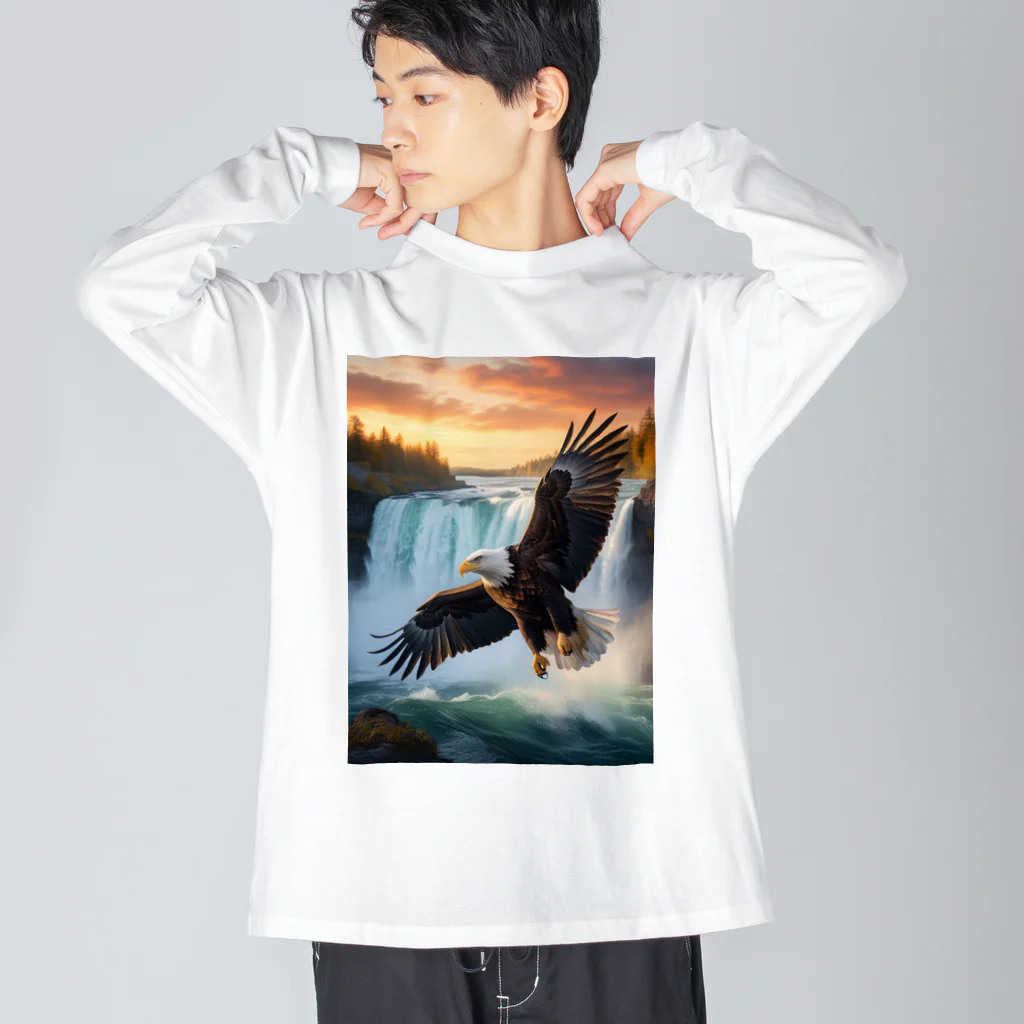 CHIKUSHOのナイアガラの滝と大鷲 Big Long Sleeve T-Shirt