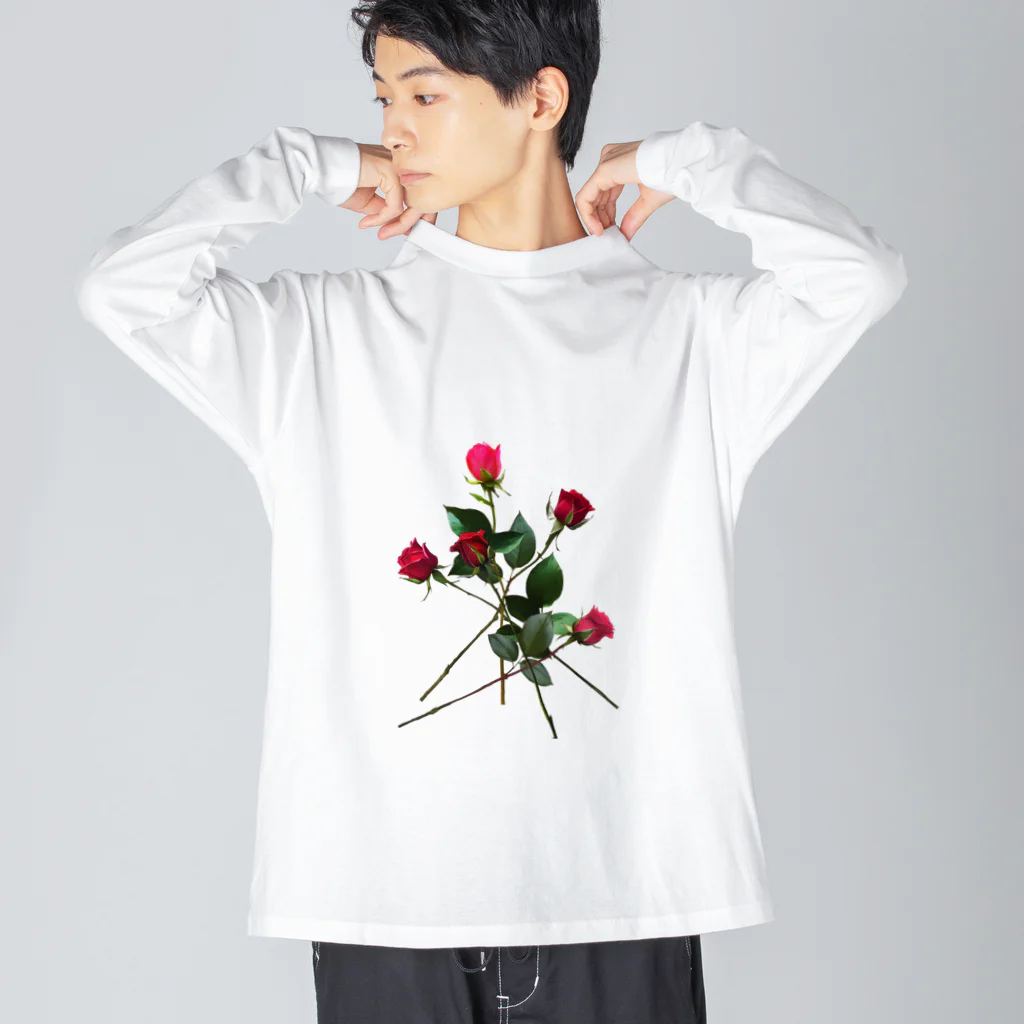 24_Redpink  visual calendarのRedpink 5 roses ビッグシルエットロングスリーブTシャツ