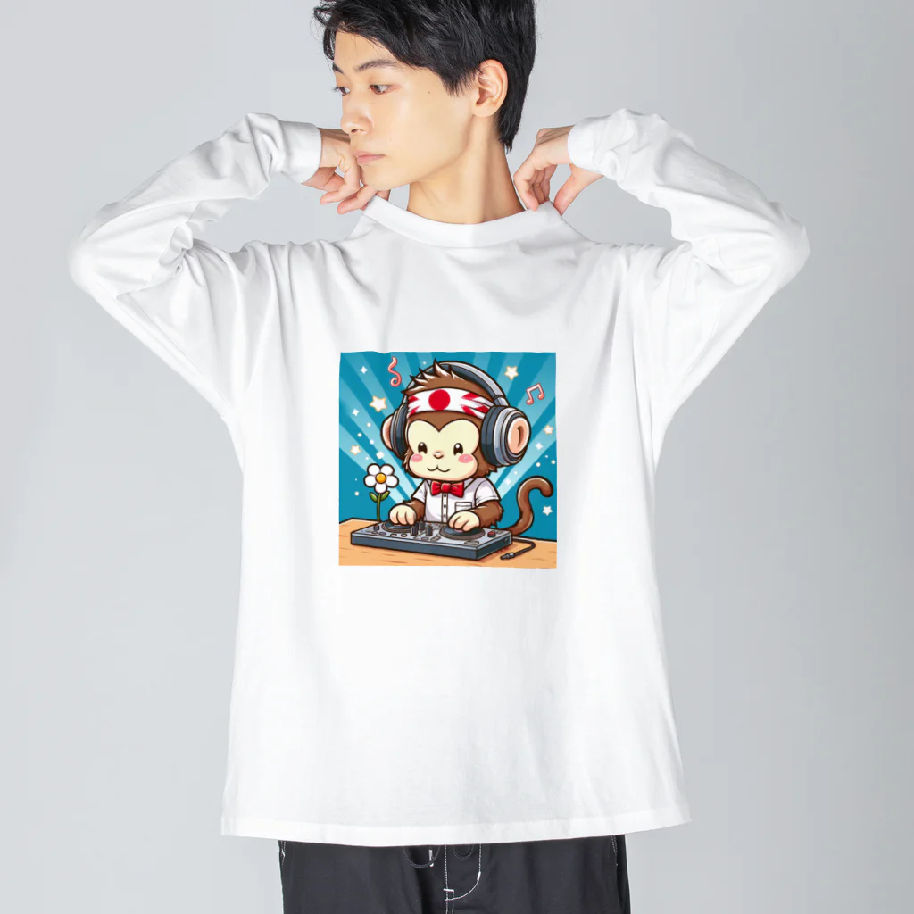 おふざけの日本猿のDJ ビッグシルエットロングスリーブTシャツ