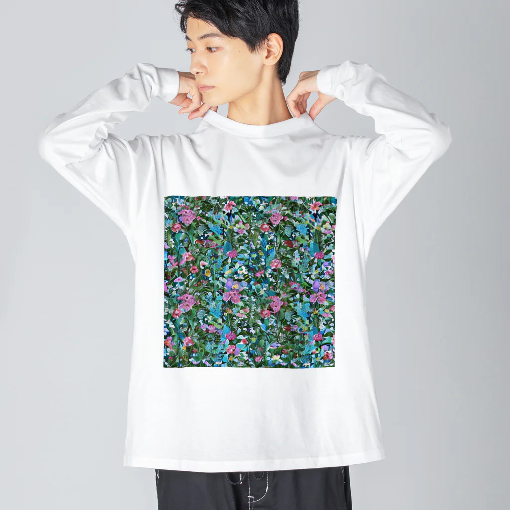 okura-hのおばあちゃんの柄シャツ Big Long Sleeve T-Shirt