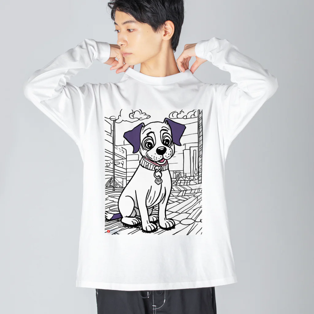 Paonのズーの犬の絵 ビッグシルエットロングスリーブTシャツ