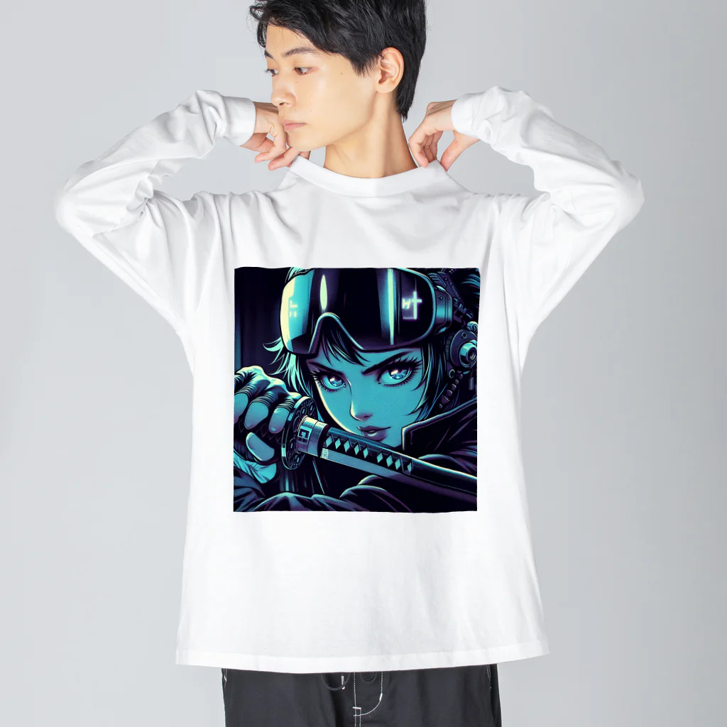 kangekiのサイバーパンクサムライガールNo.5 Big Long Sleeve T-Shirt