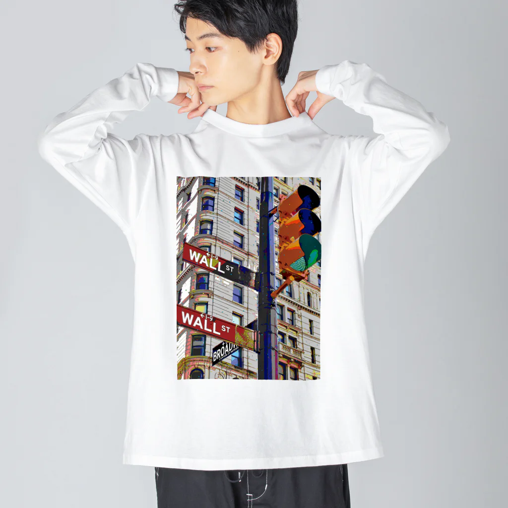 GALLERY misutawoのニューヨーク ウォール街の信号機 Big Long Sleeve T-Shirt