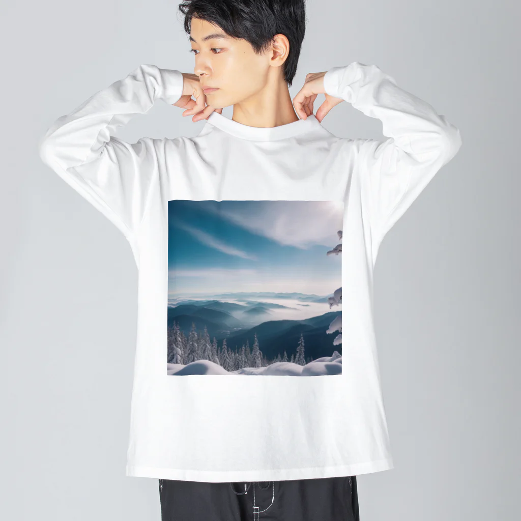 awawoの青空と山の風景 ビッグシルエットロングスリーブTシャツ