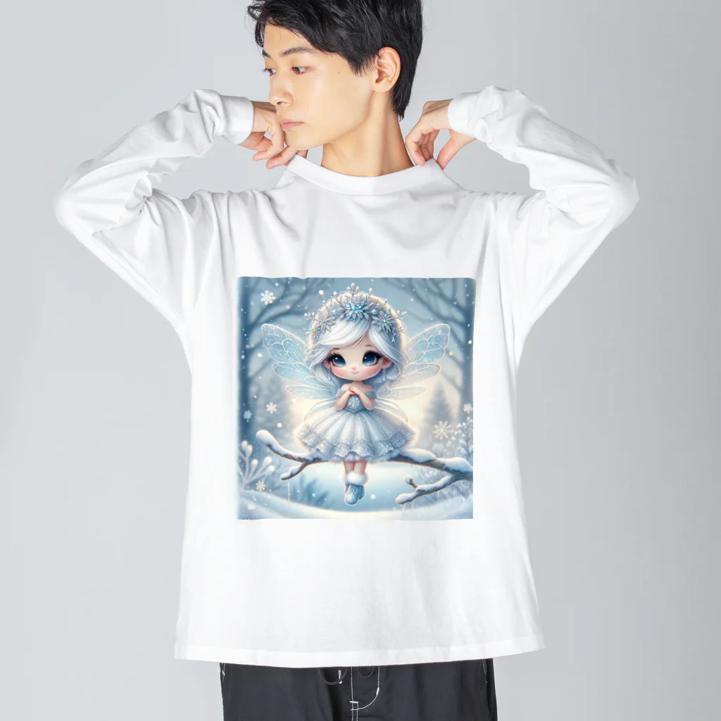 the blue seasonの霜のキス - 雪原の小さな守護者 ビッグシルエットロングスリーブTシャツ