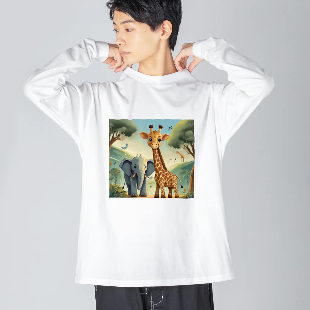 Happy Shopのゾウとキリン① Big Long Sleeve T-Shirt