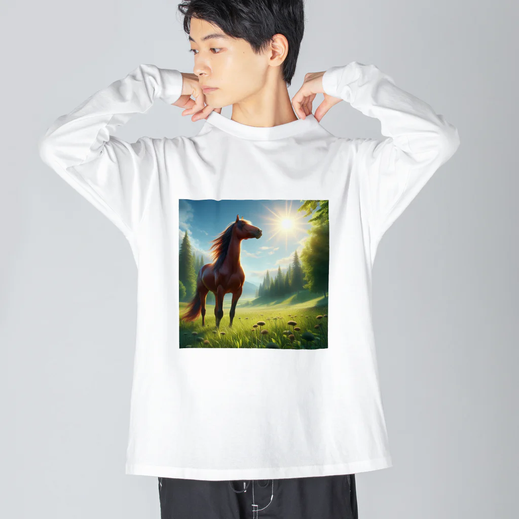 のんきさんの太陽と馬 Big Long Sleeve T-Shirt