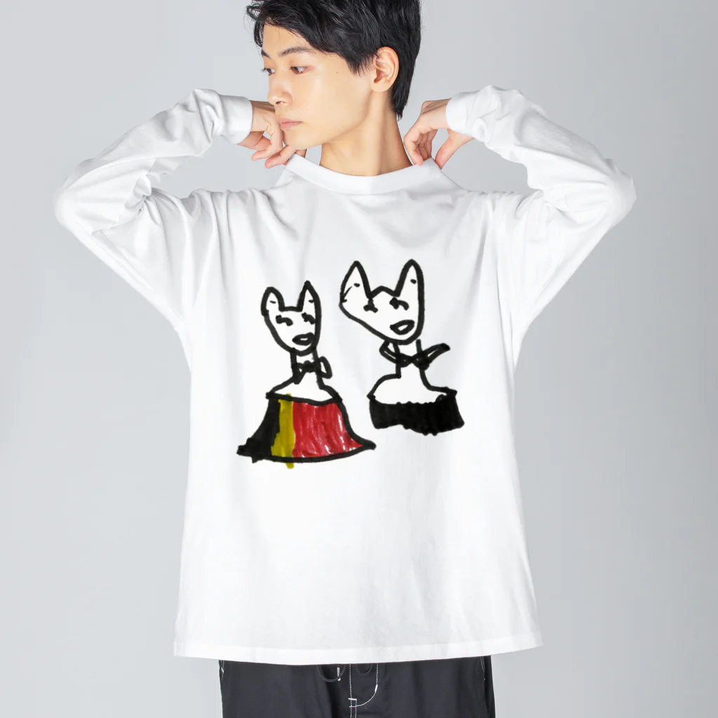 BWfamilyのおやまのきつねのおんなのこ ビッグシルエットロングスリーブTシャツ