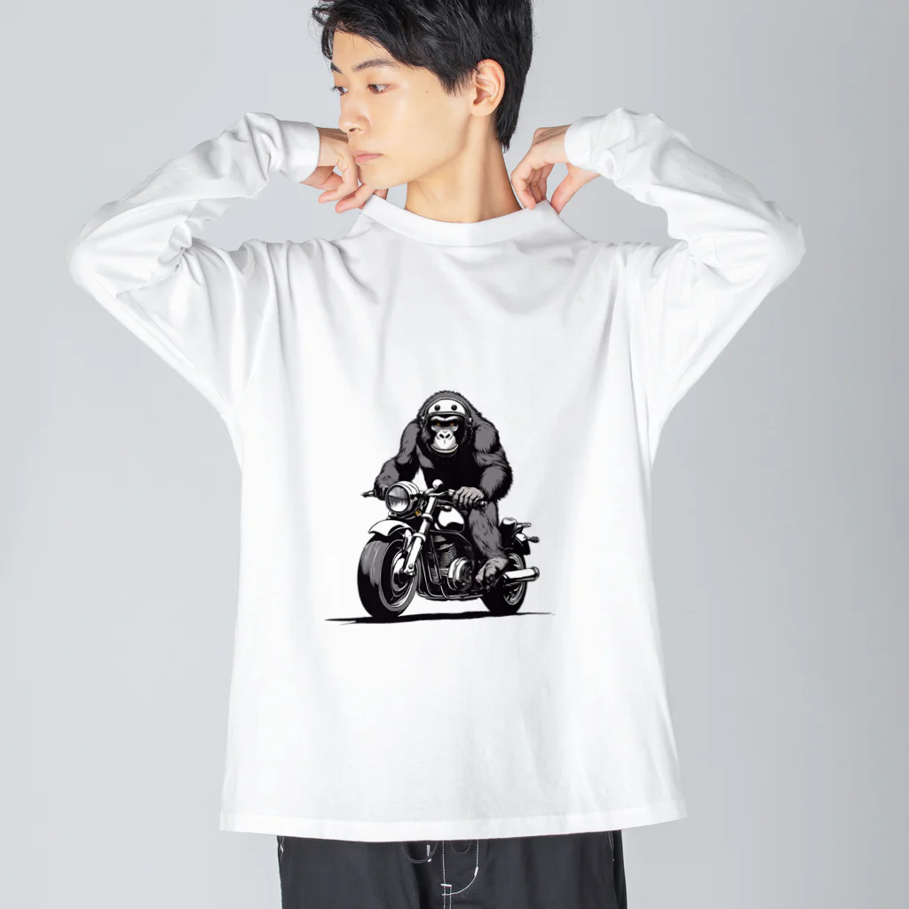 UEKIshopのバイクに乗ったゴリラ Big Long Sleeve T-Shirt