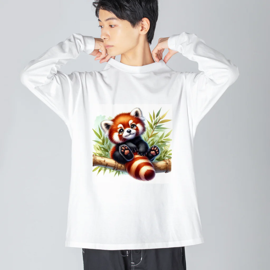 イラストアニマルズの絵本から飛び出たかのようなキュートなレッサーパンダ Big Long Sleeve T-Shirt