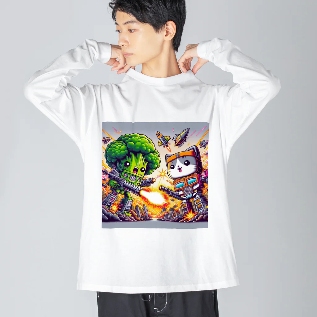 monpinのtorannsufo-mu　ぶろっこにゃん Big Long Sleeve T-Shirt