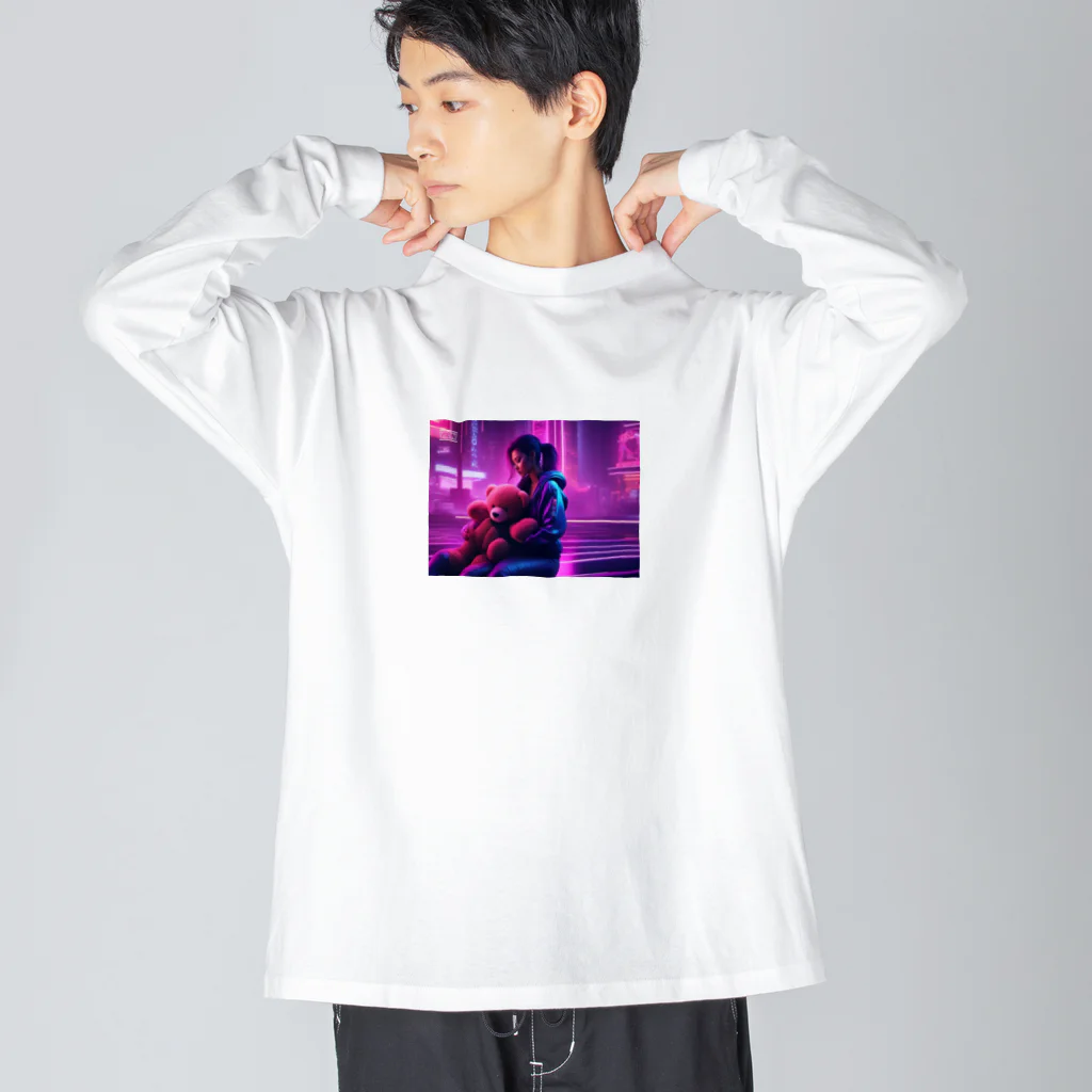 wkb777のくまのぬいぐるみと女性 Big Long Sleeve T-Shirt