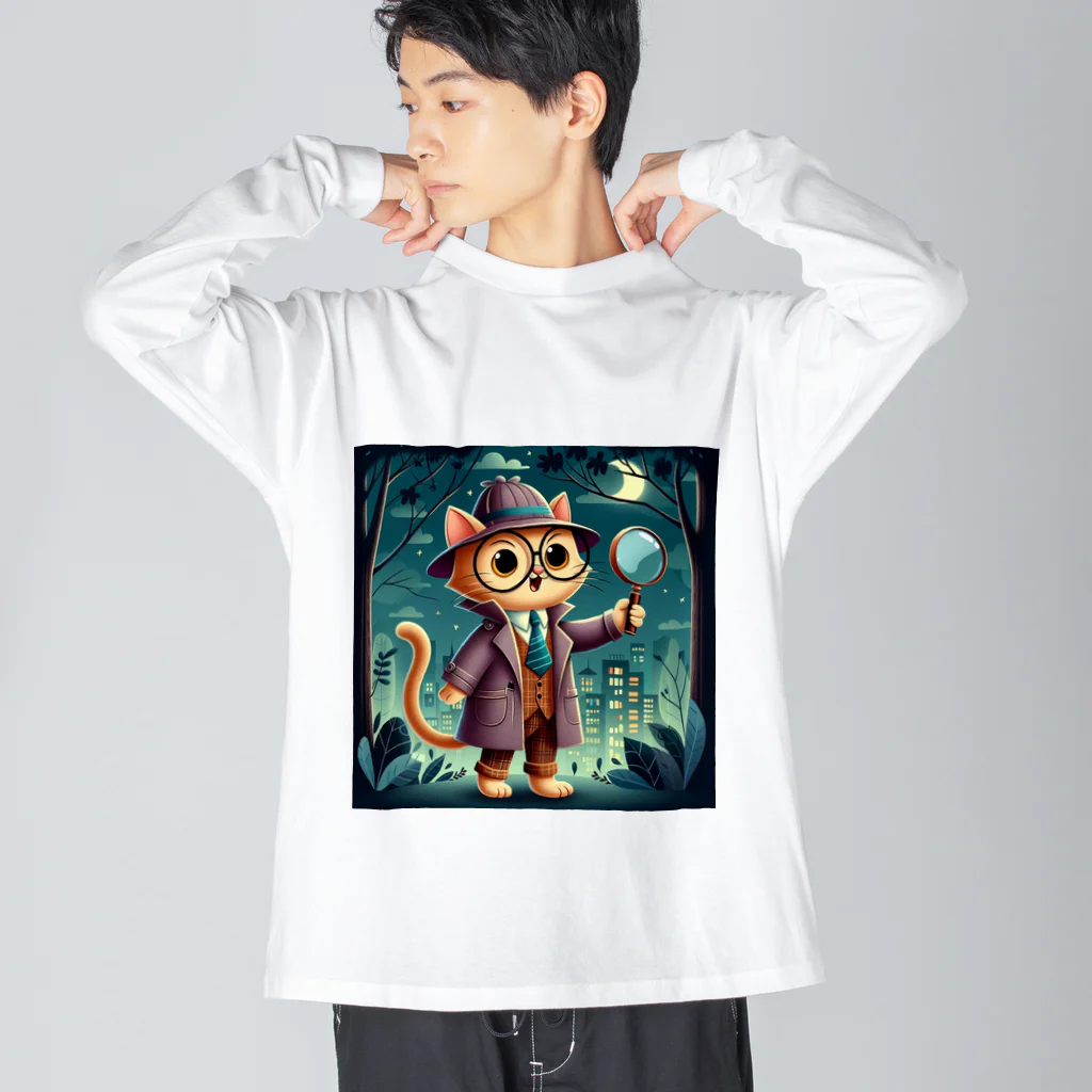 アニマルキャラクターショップの名探偵にゃんこ ビッグシルエットロングスリーブTシャツ