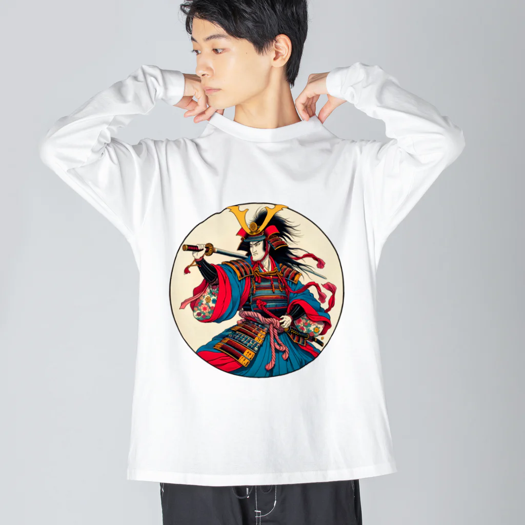 manyou-lab_Ukiyo-eの浮世絵 ド派手侍 Ukiyoe Flamboyant Samurai [UDS-DL-SR001-0003] Big Long Sleeve T-Shirt