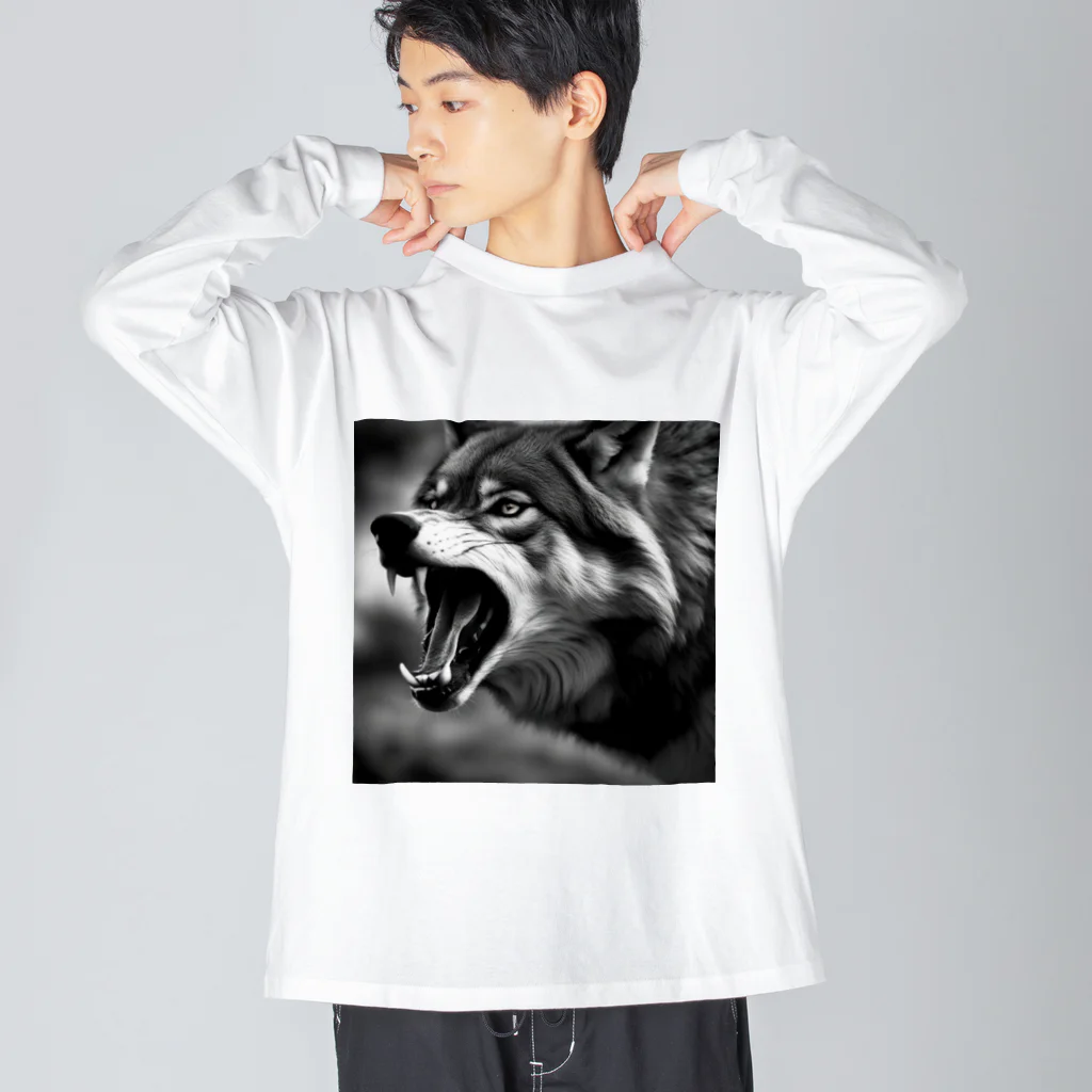 狼ショップの狼王の轟く咆哮 Big Long Sleeve T-Shirt