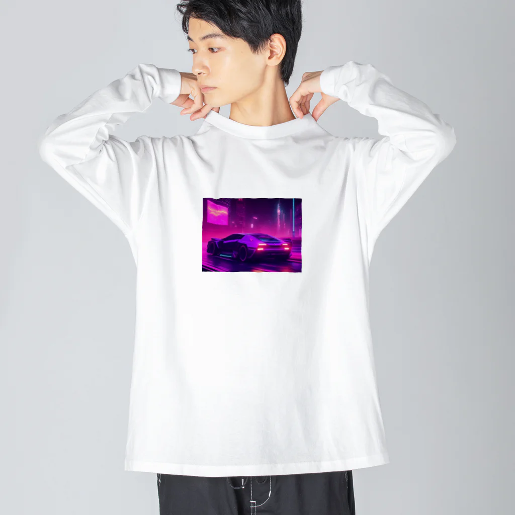 shell_hutの闇夜の中、主人公が追手から逃げるために猛スピードで運転している車 Big Long Sleeve T-Shirt