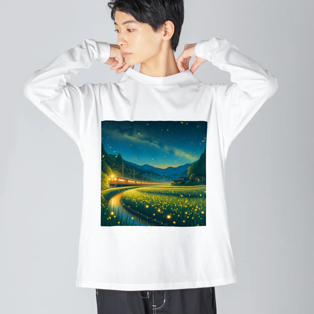 Kai🐚の蛍と列車 ビッグシルエットロングスリーブTシャツ