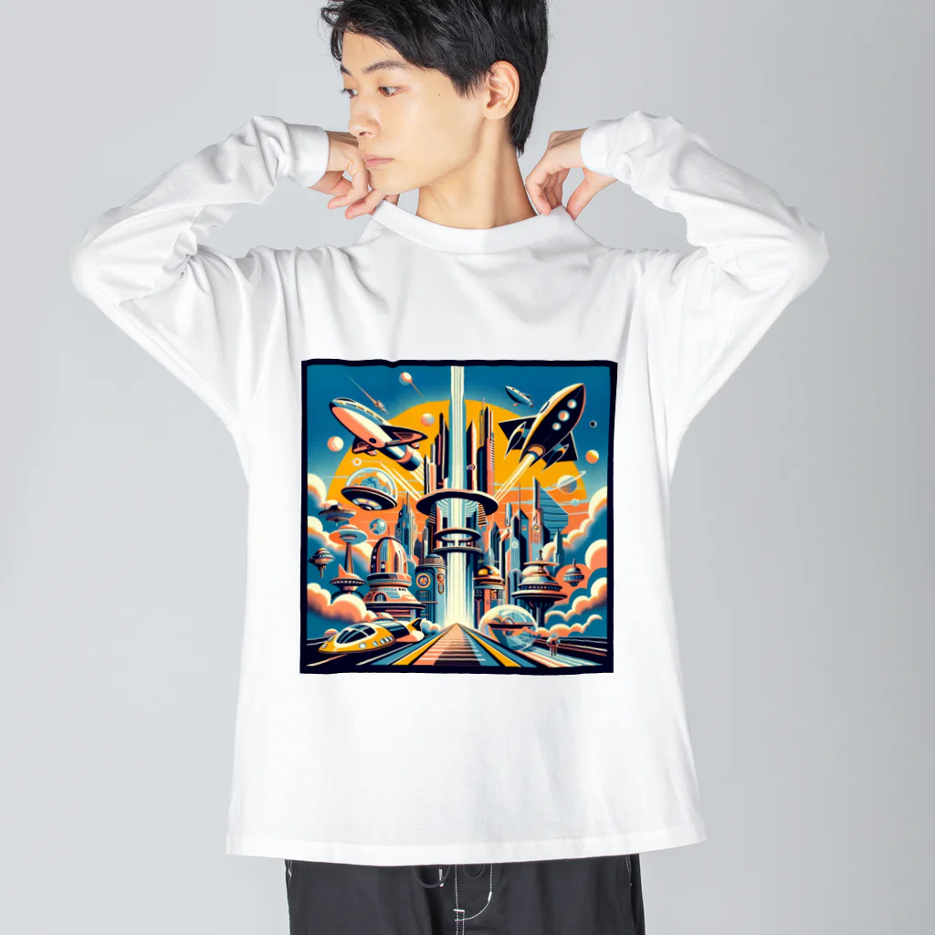 Dexsterの過去の未来観　retro-futurism design01 ビッグシルエットロングスリーブTシャツ