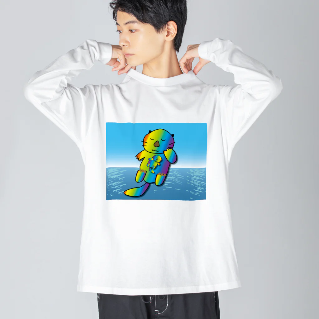 Drecome_Designの【レインボーカラー】おねんね海獺(ラッコ)親子 Big Long Sleeve T-Shirt