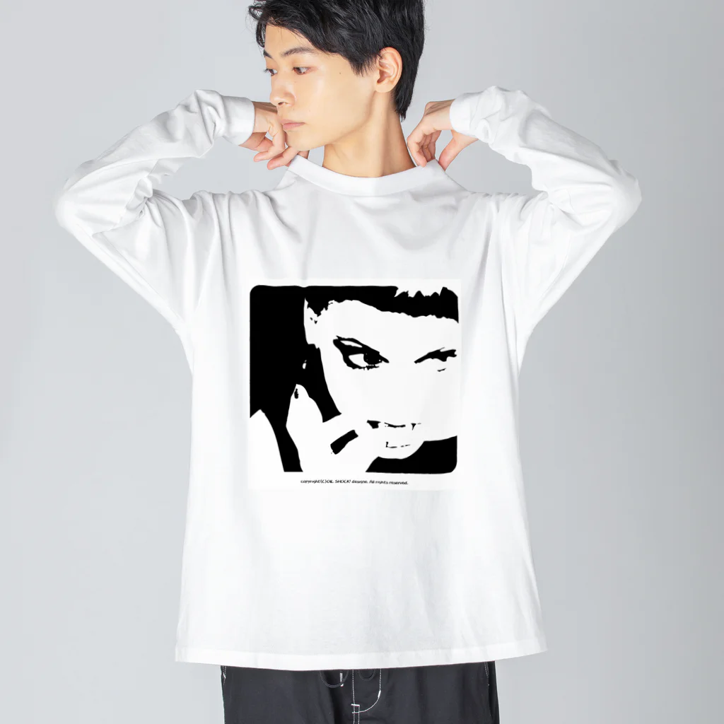 ファンシーTシャツ屋のクールでかっこいい女性の顔のシルエット Big Long Sleeve T-Shirt