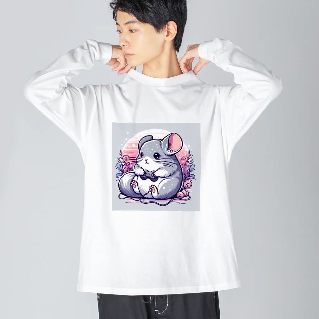 もふっとチンチラ🐭のゲーマーチンチラ Big Long Sleeve T-Shirt