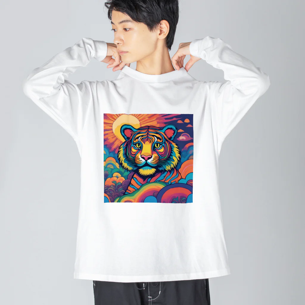 colorful-Nのカラフルなトラ ビッグシルエットロングスリーブTシャツ