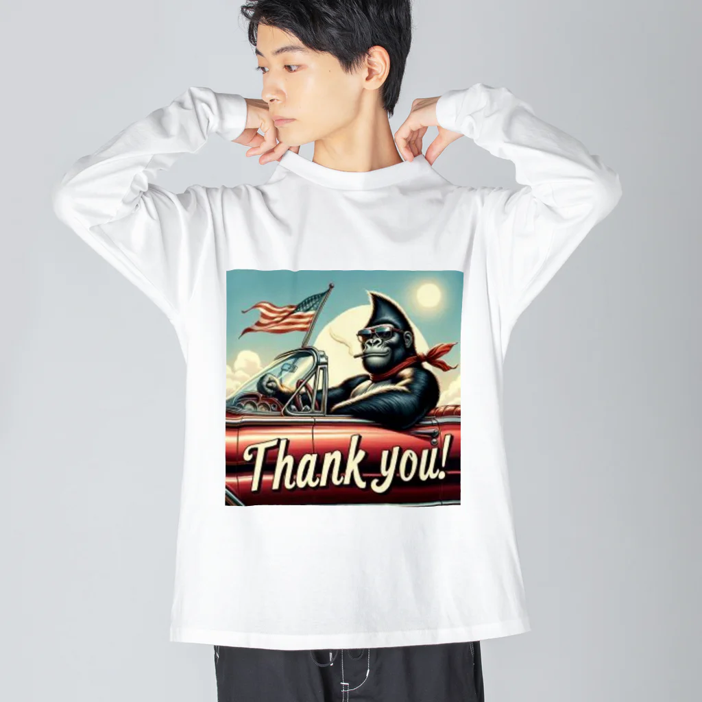 NAOKI_canonのゴリラのThank you！（赤い車①） ビッグシルエットロングスリーブTシャツ