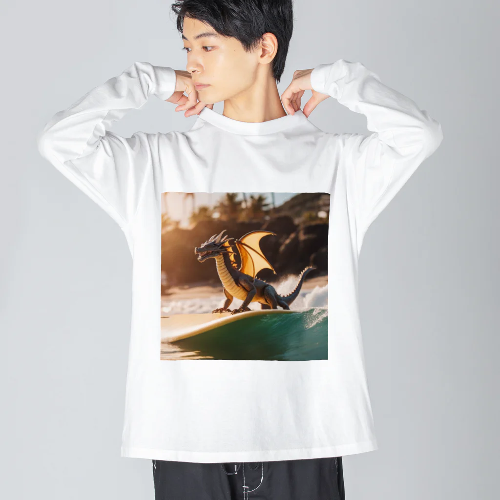 RAKICHIのドラゴンがサーフィンをしています Big Long Sleeve T-Shirt