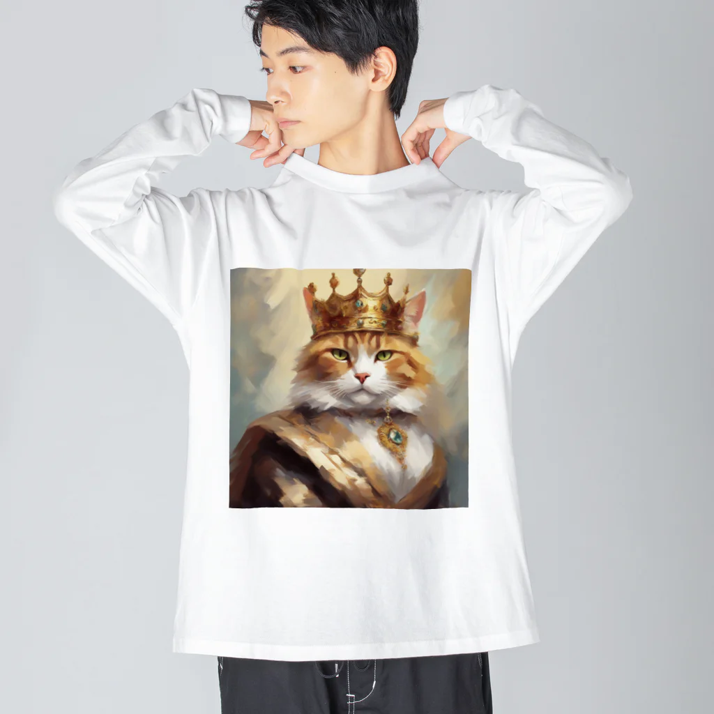 esmeralda64のブルーダイヤモンドの猫王 ビッグシルエットロングスリーブTシャツ