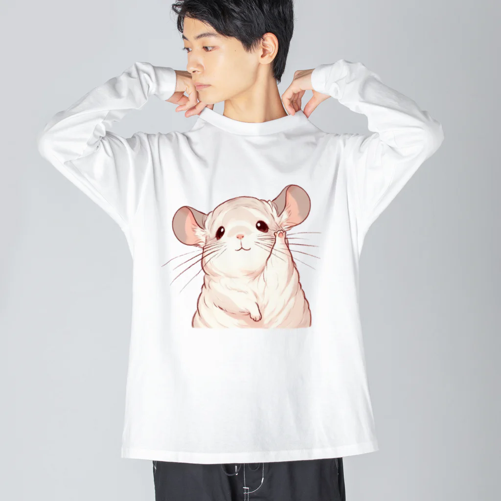 もふっとチンチラ🐭のおてあげチンチラ ビッグシルエットロングスリーブTシャツ