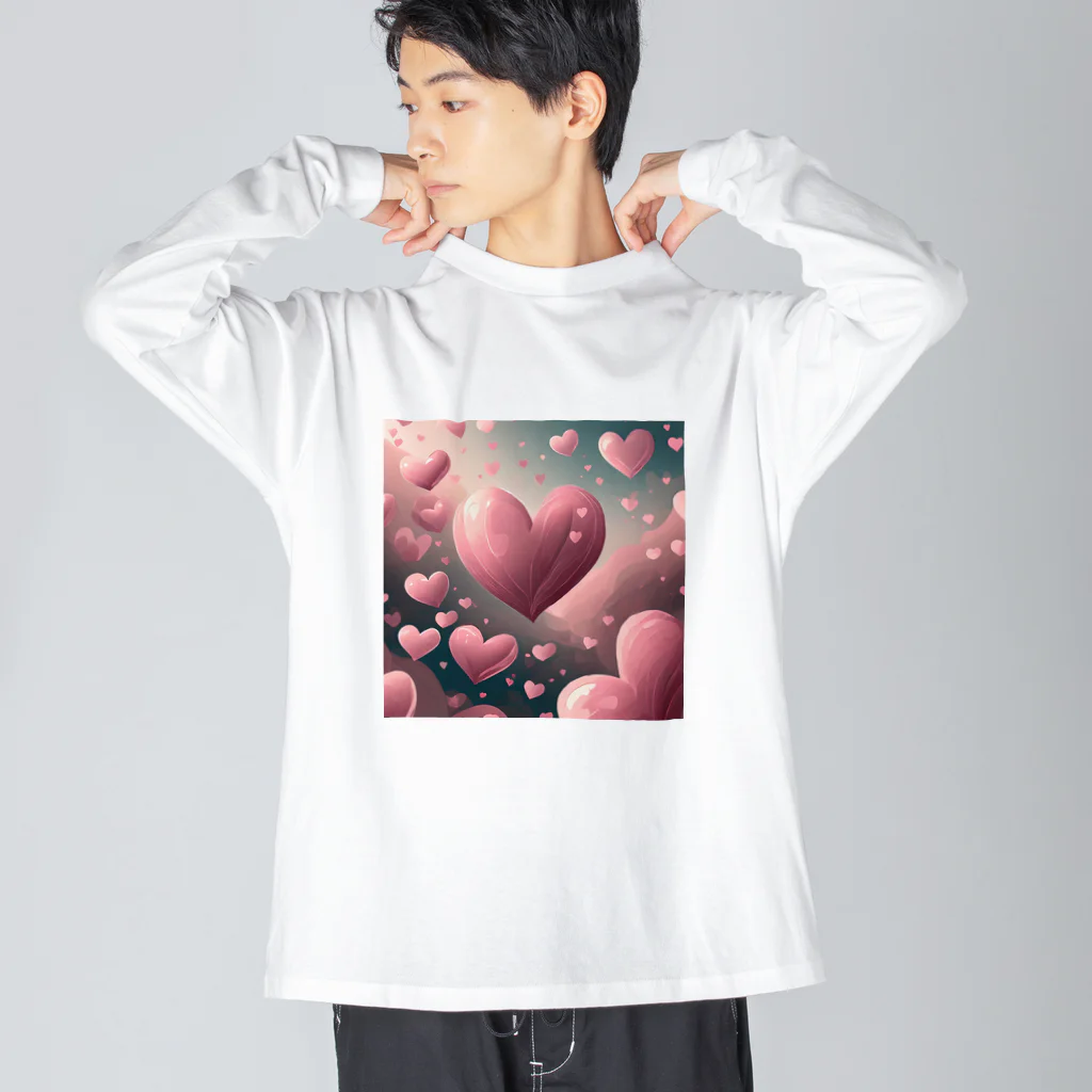 ねこねこねこんのピンクハート Big Long Sleeve T-Shirt