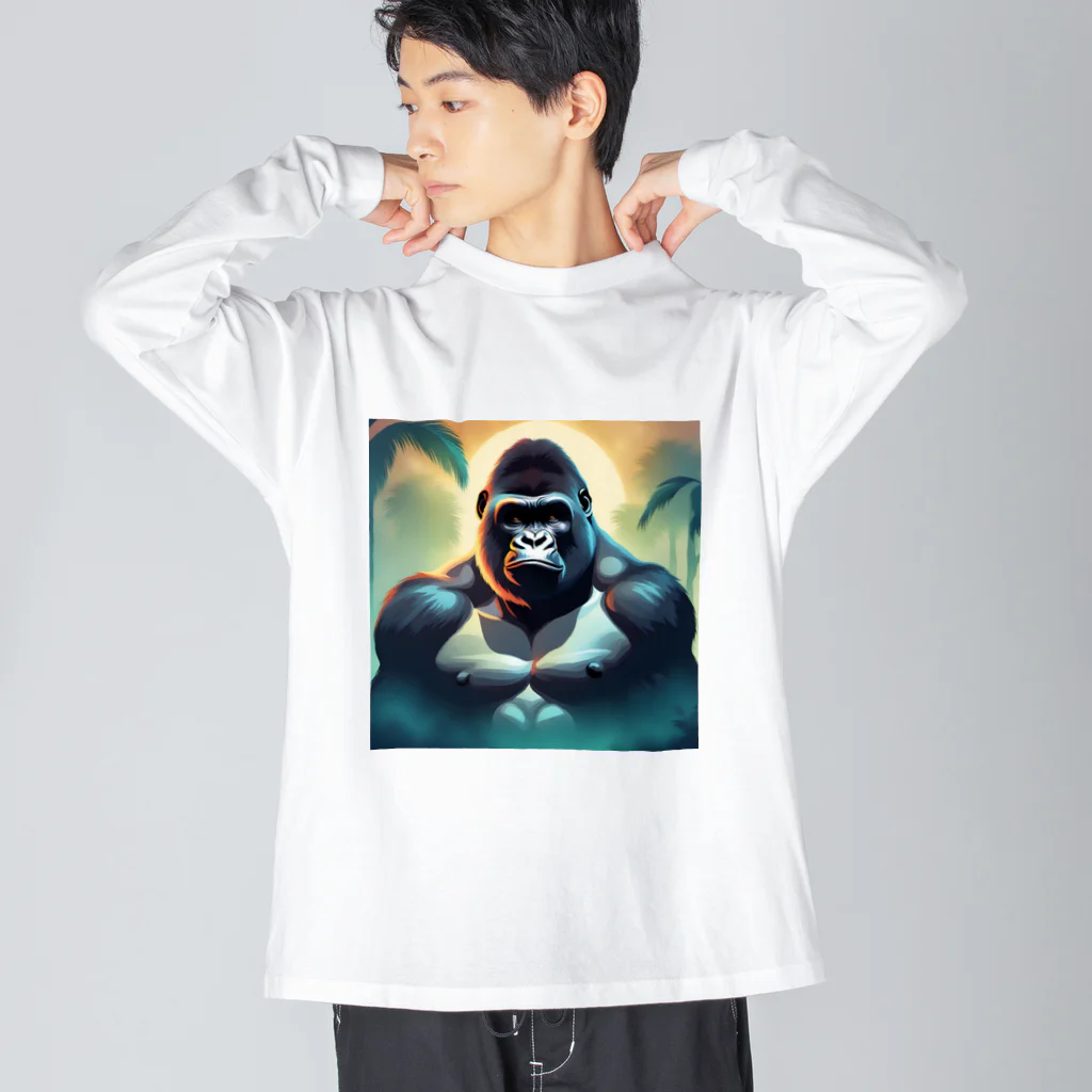 福きたるの都会に光る。イケメンゴリラ Big Long Sleeve T-Shirt