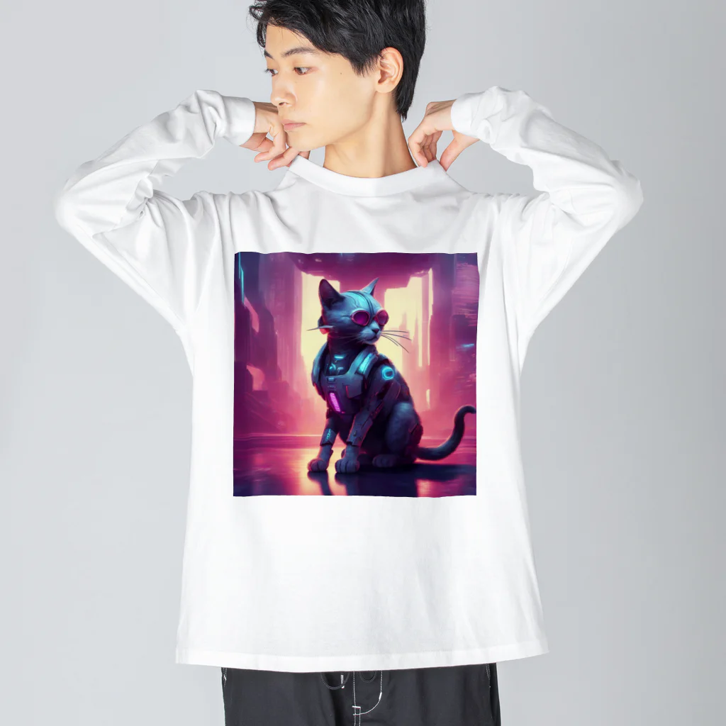 fancygraphicのサイボーグキャット Big Long Sleeve T-Shirt