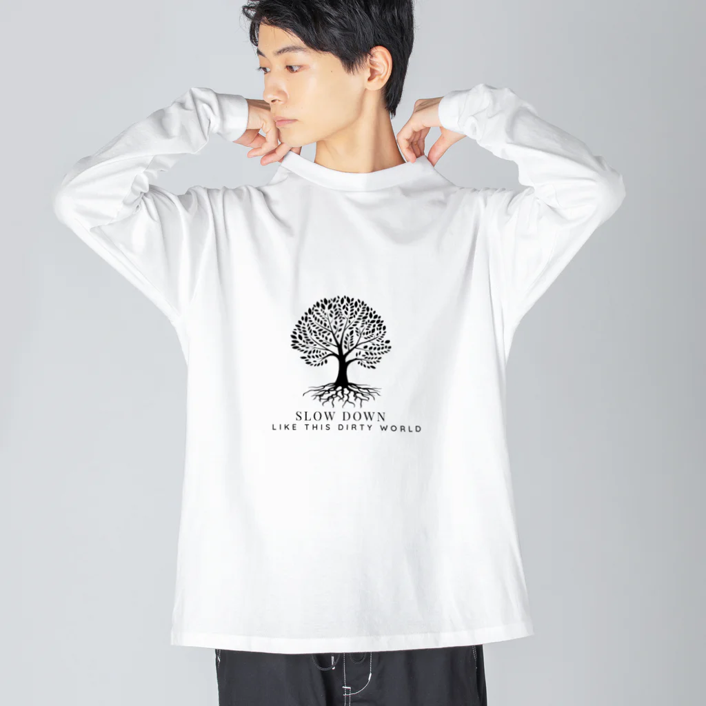 SLOW DoWN333の SLOWDoWN peace tree wear Big Long Sleeve T-Shirt