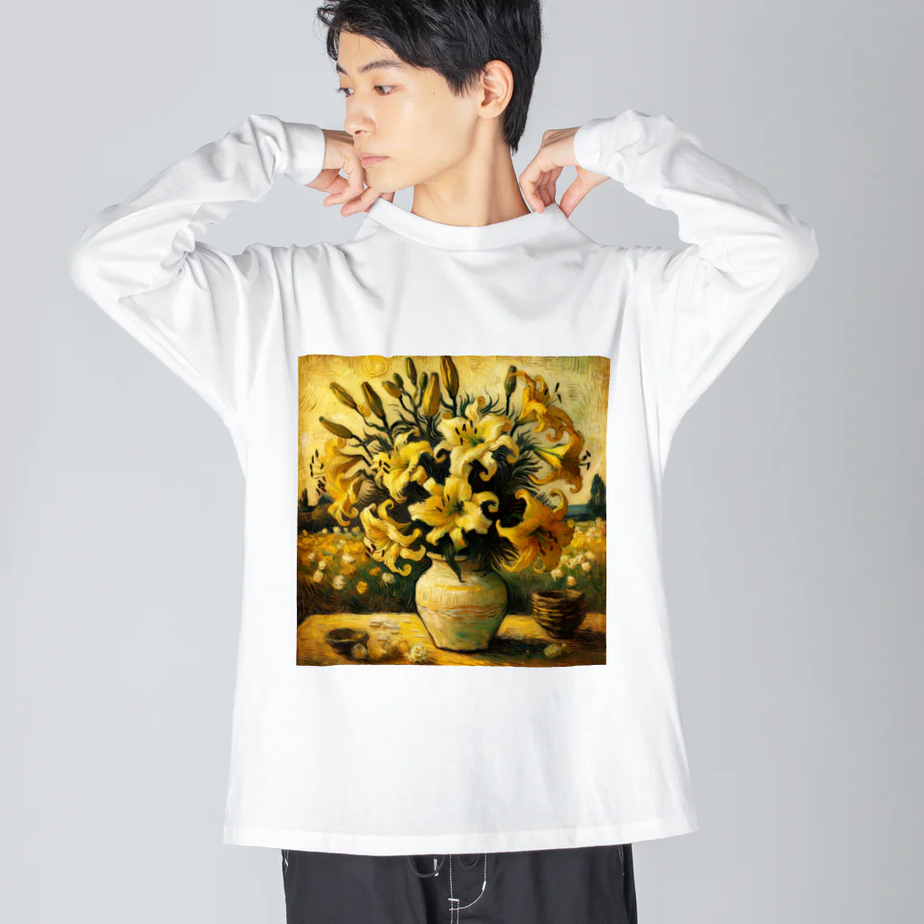 Dexsterのゴッホ風「ユリ」 Lily Van Gogh style01 Big Long Sleeve T-Shirt