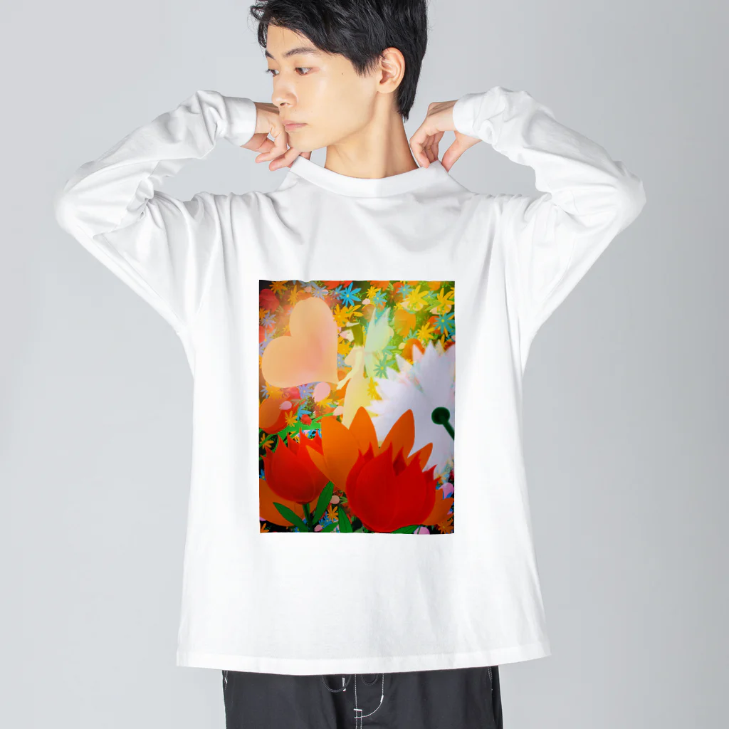 haa-taのお花畑で願う ビッグシルエットロングスリーブTシャツ