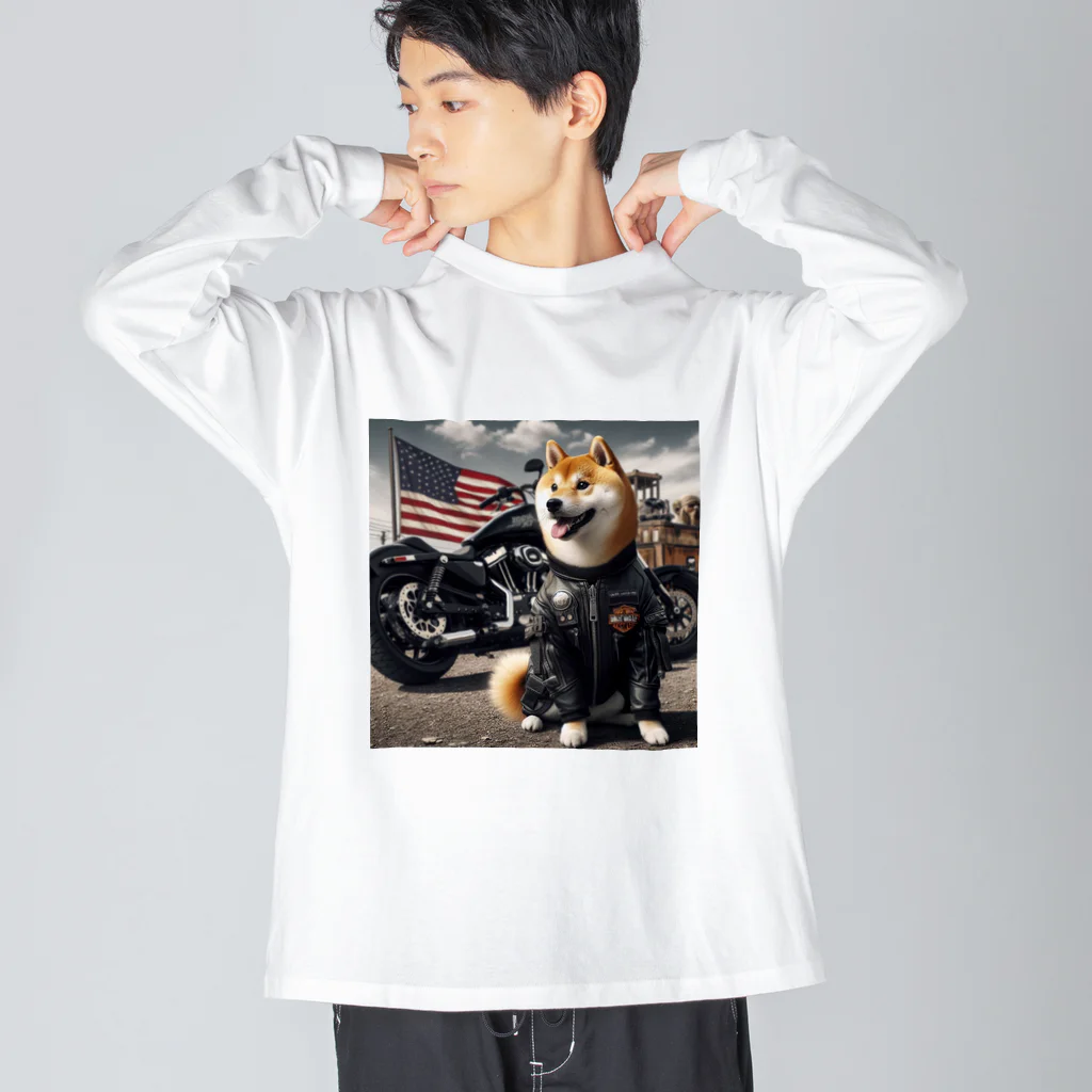 ANTARESのアメリカンライダー柴犬 ビッグシルエットロングスリーブTシャツ