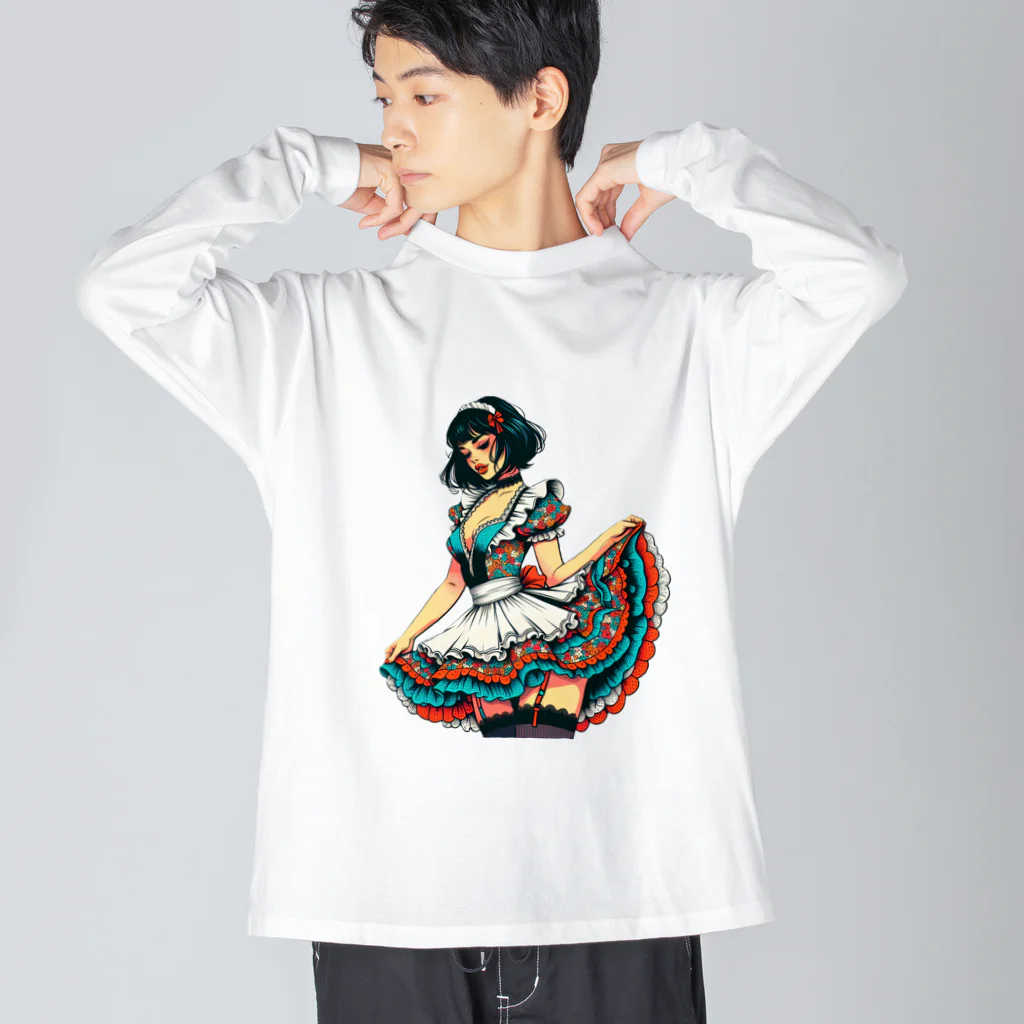 taturou-11777のセクシーで魅力的なメイド Big Long Sleeve T-Shirt