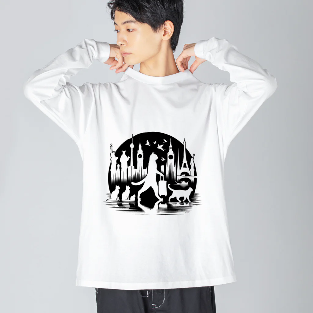 Cat's Canvasの旅する猫 Big Long Sleeve T-Shirt