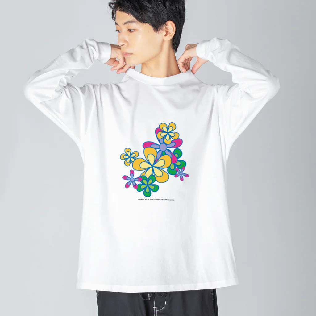 ファンシーTシャツ屋のカラフルフラワーアート Big Long Sleeve T-Shirt