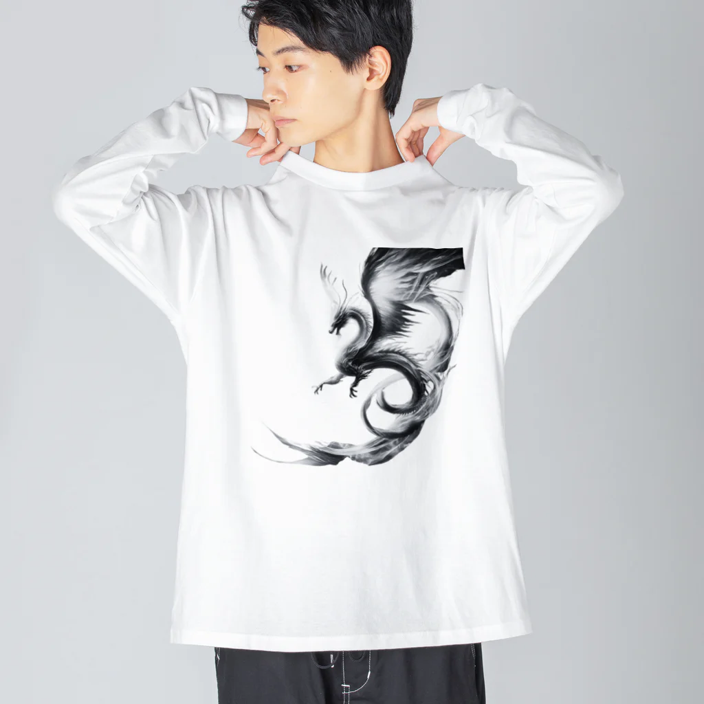 taki・ショップの龍【白黒】 Big Long Sleeve T-Shirt